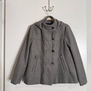 Zara Gray Women's Pea Coat with Hood
